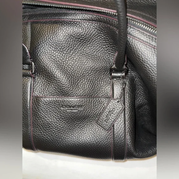 Coach Black Leather Trekker Bag 52 With Red Trim - Picture 3 of 11